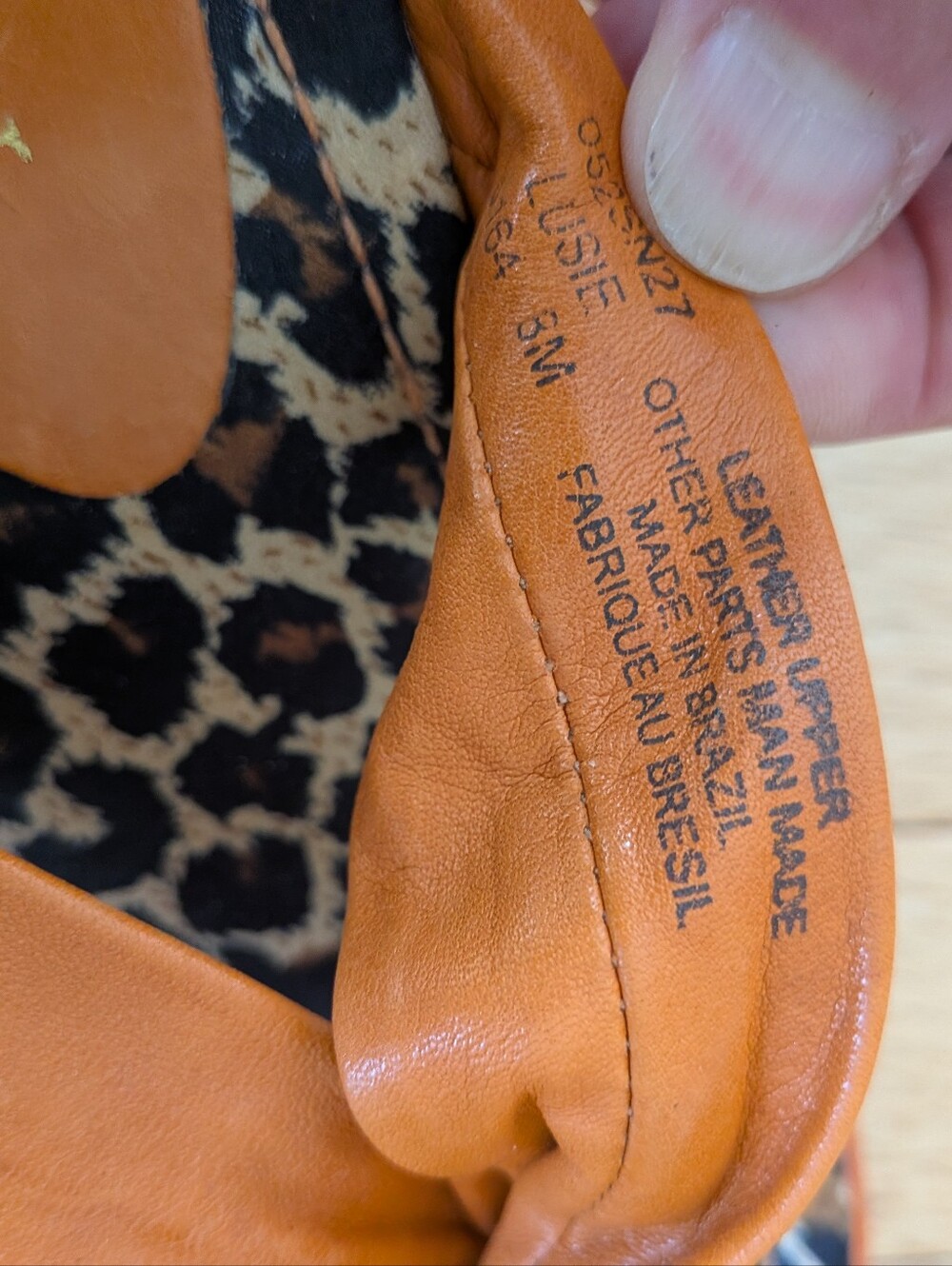 Naturalizer Lusie Orange Leather Leopard Print Wedge Sandals Size 8M - Picture 6 of 9